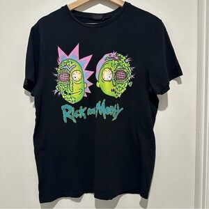 Rick And Morty Raised Graphic T-Shirt Black Adult Swim‎ Cartoon Network Large